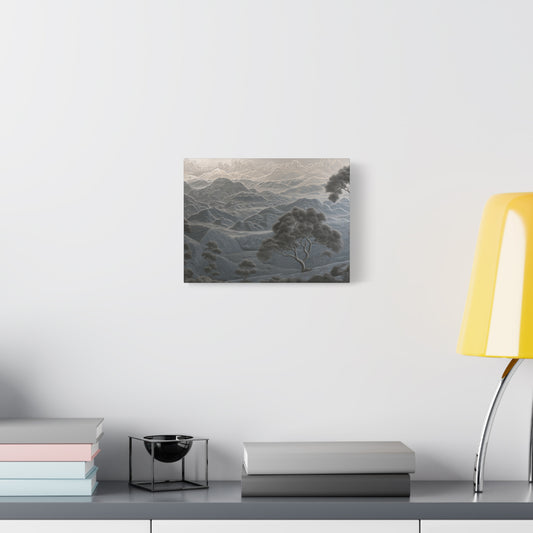 Serene Misty Mountain Landscape Art - Canvas