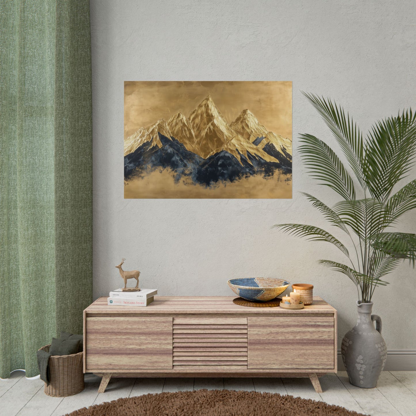 Gold Leaf Mountain Range Art - Premium Art Print