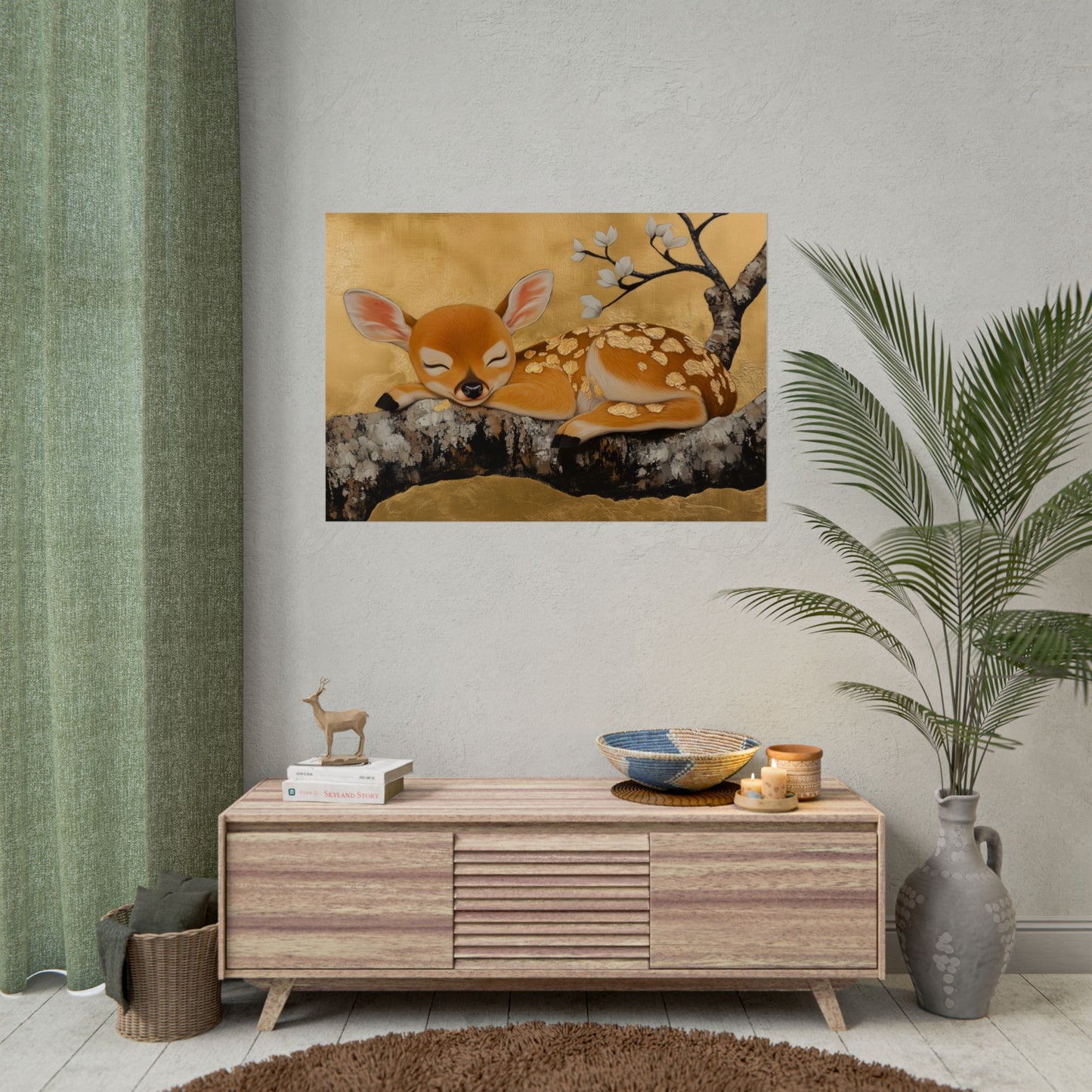 Gold Leaf Baby Deer - Premium Art Print