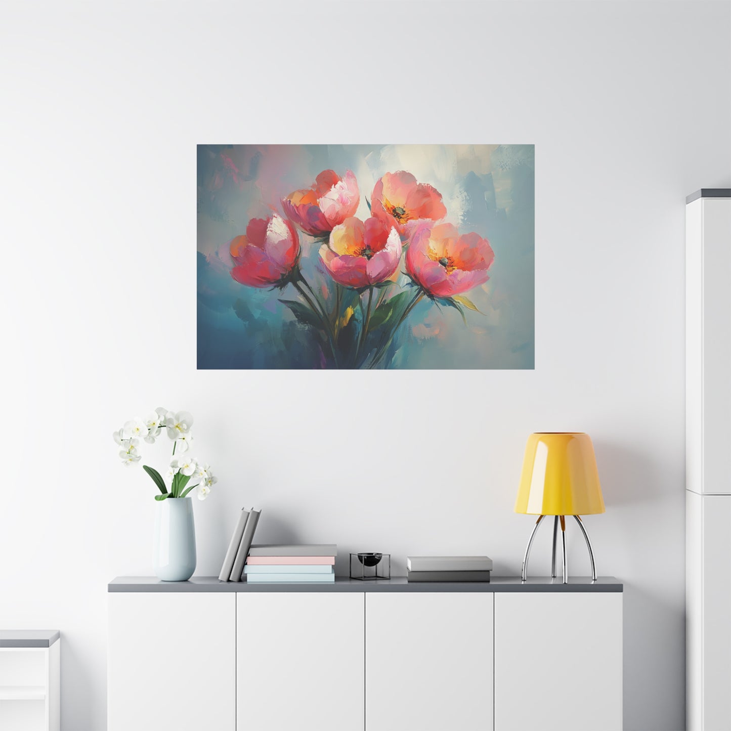 Pink Abstract Flowers - Canvas