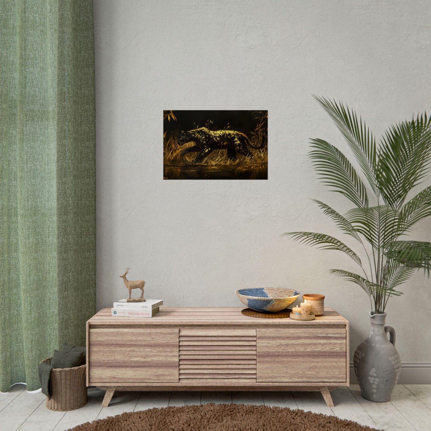 Gold Leaf Black Panther Animal Art - Premium Art Print