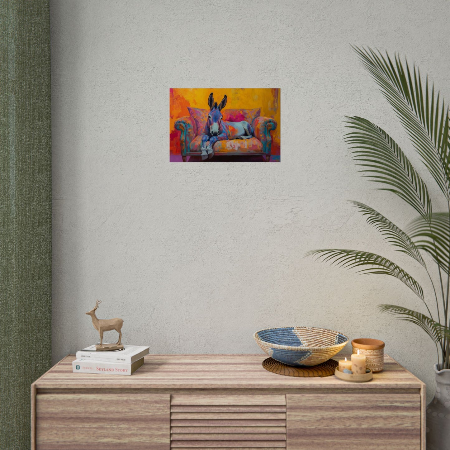 Regal Donkey Relaxing On A Couch - Premium Art Print