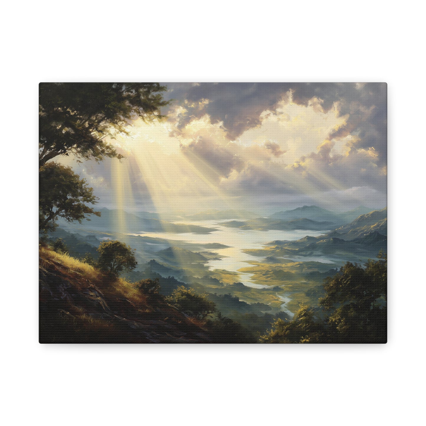 Sun Breaking Through Clouds Nature Art - Canvas