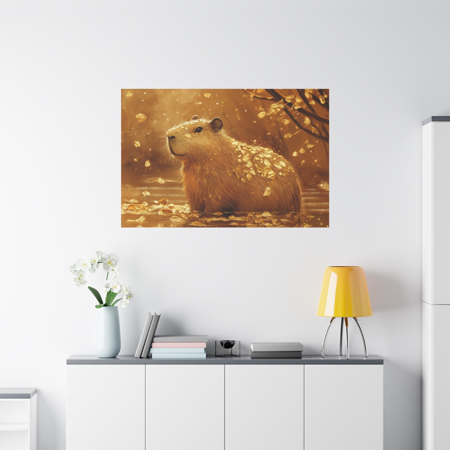 Gold Leaf Capybara Art - Canvas