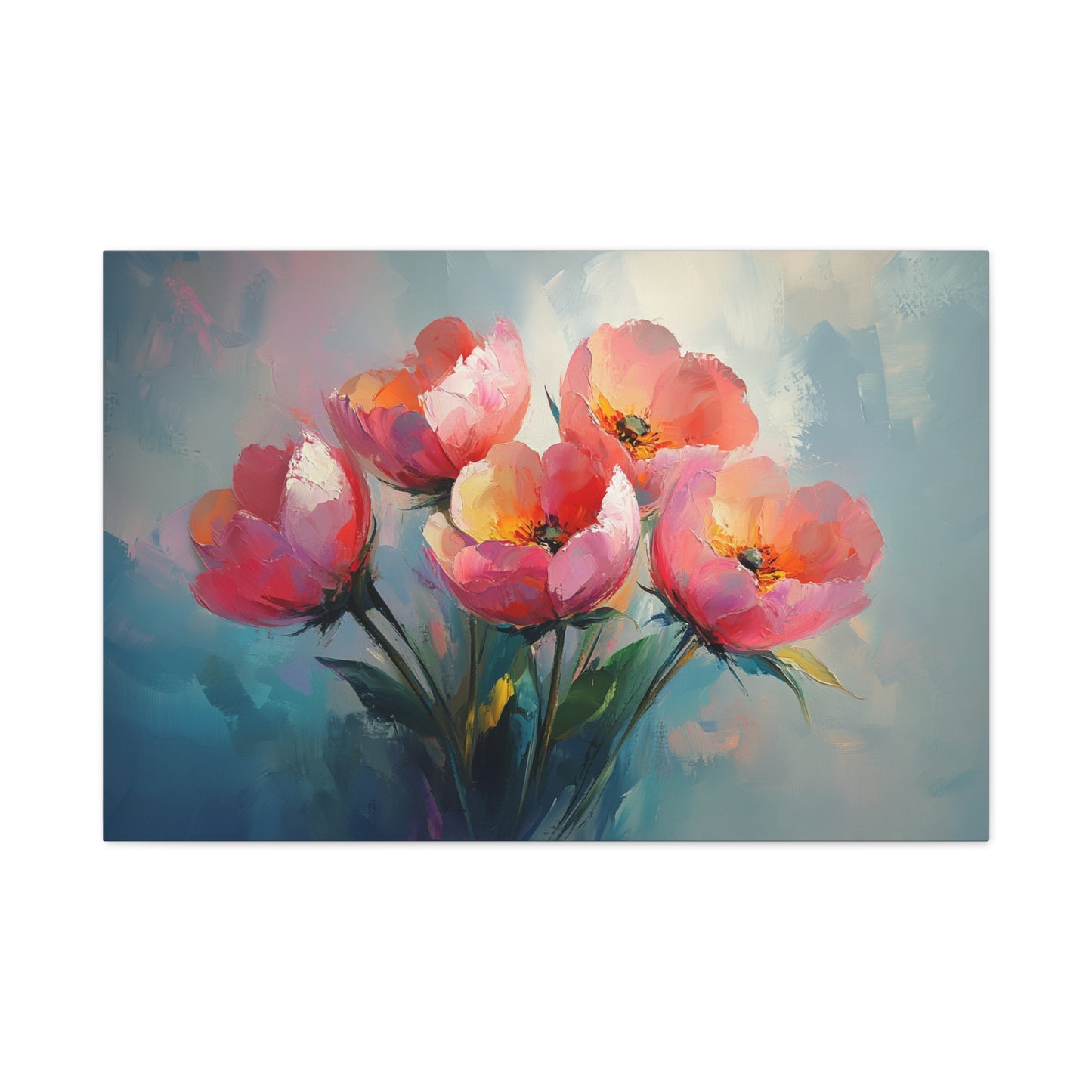 Pink Abstract Flowers - Canvas