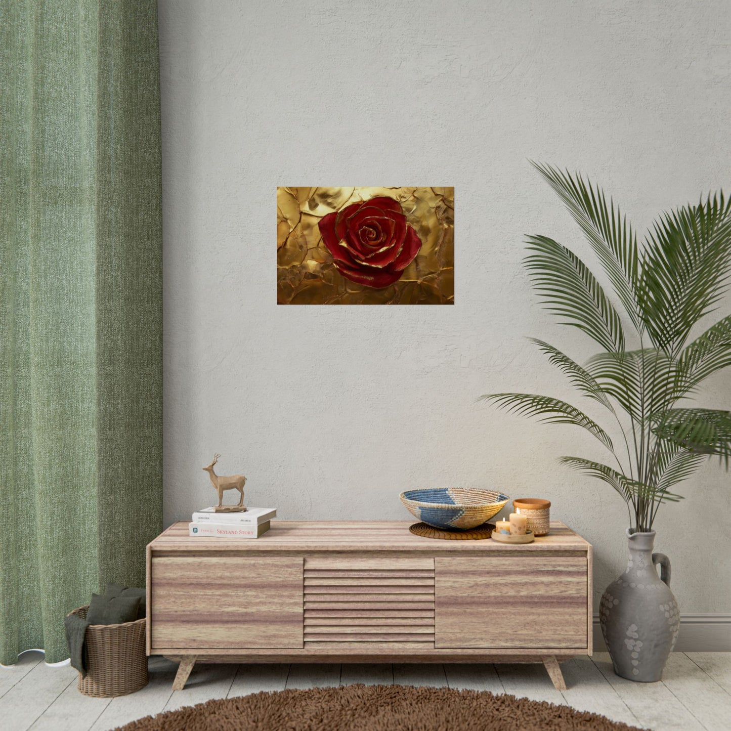 Gold Leaf Elegant Rose - Premium Art Print