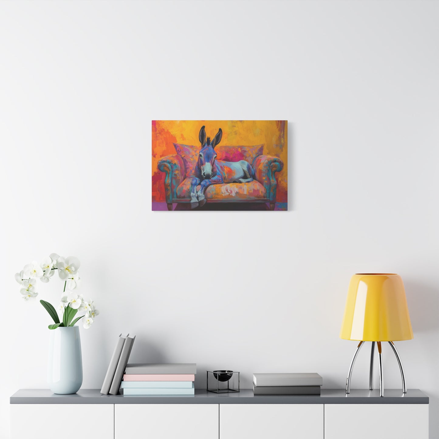 Regal Donkey Relaxing On A Couch - Canvas