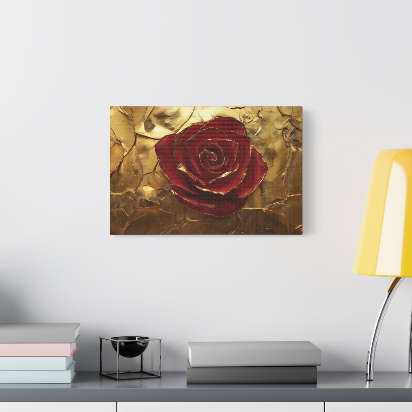 Gold Leaf Elegant Rose - Canvas