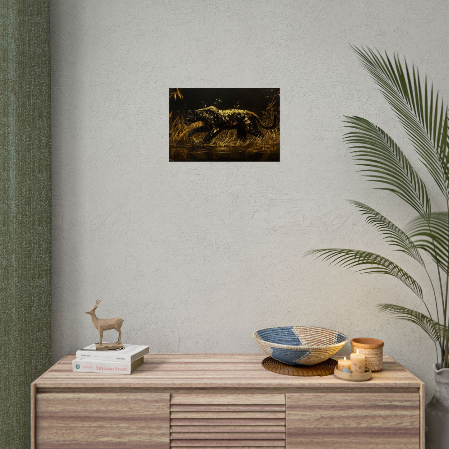 Gold Leaf Black Panther Animal Art - Premium Art Print