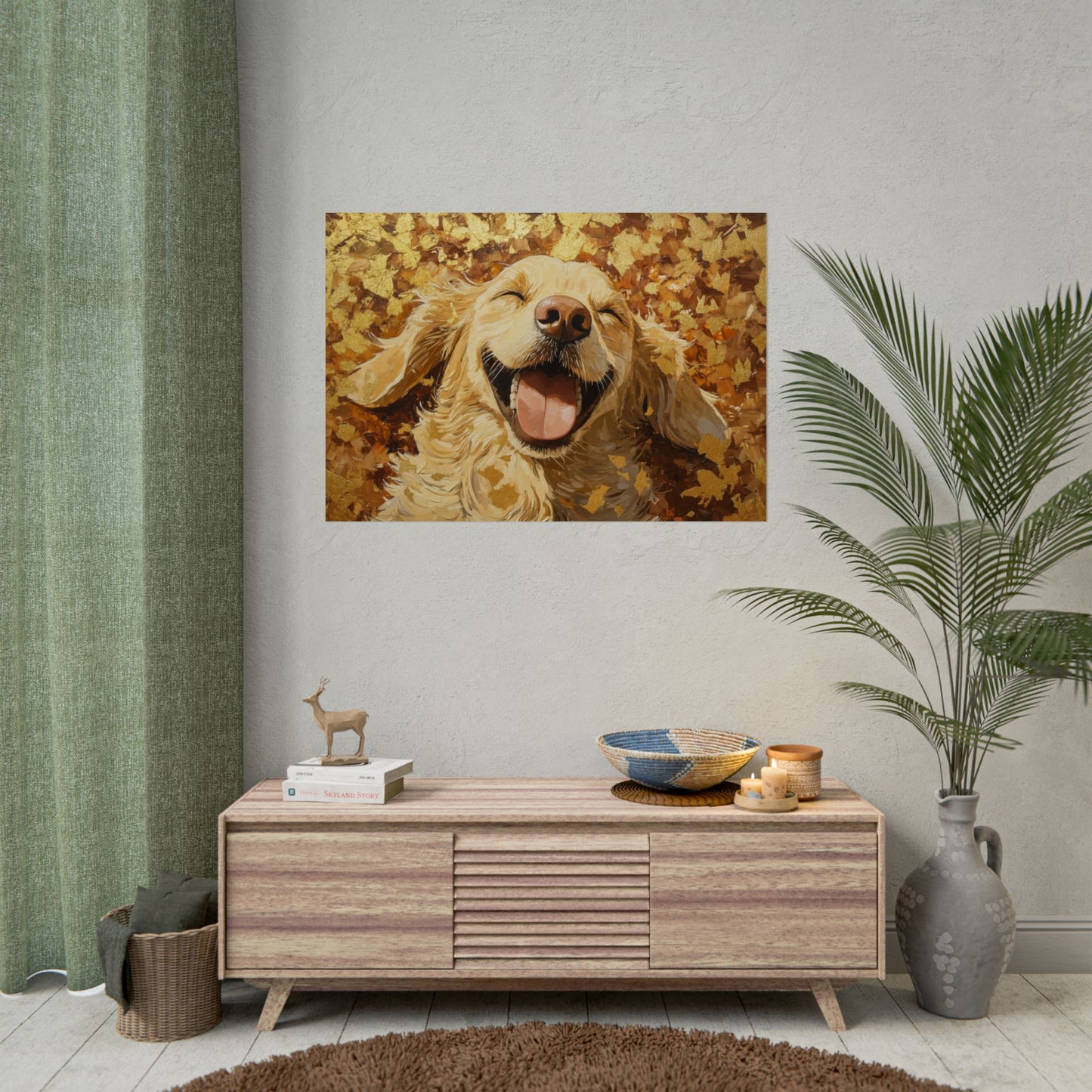 Gold Leaf Golden Retriever - Premium Art Print