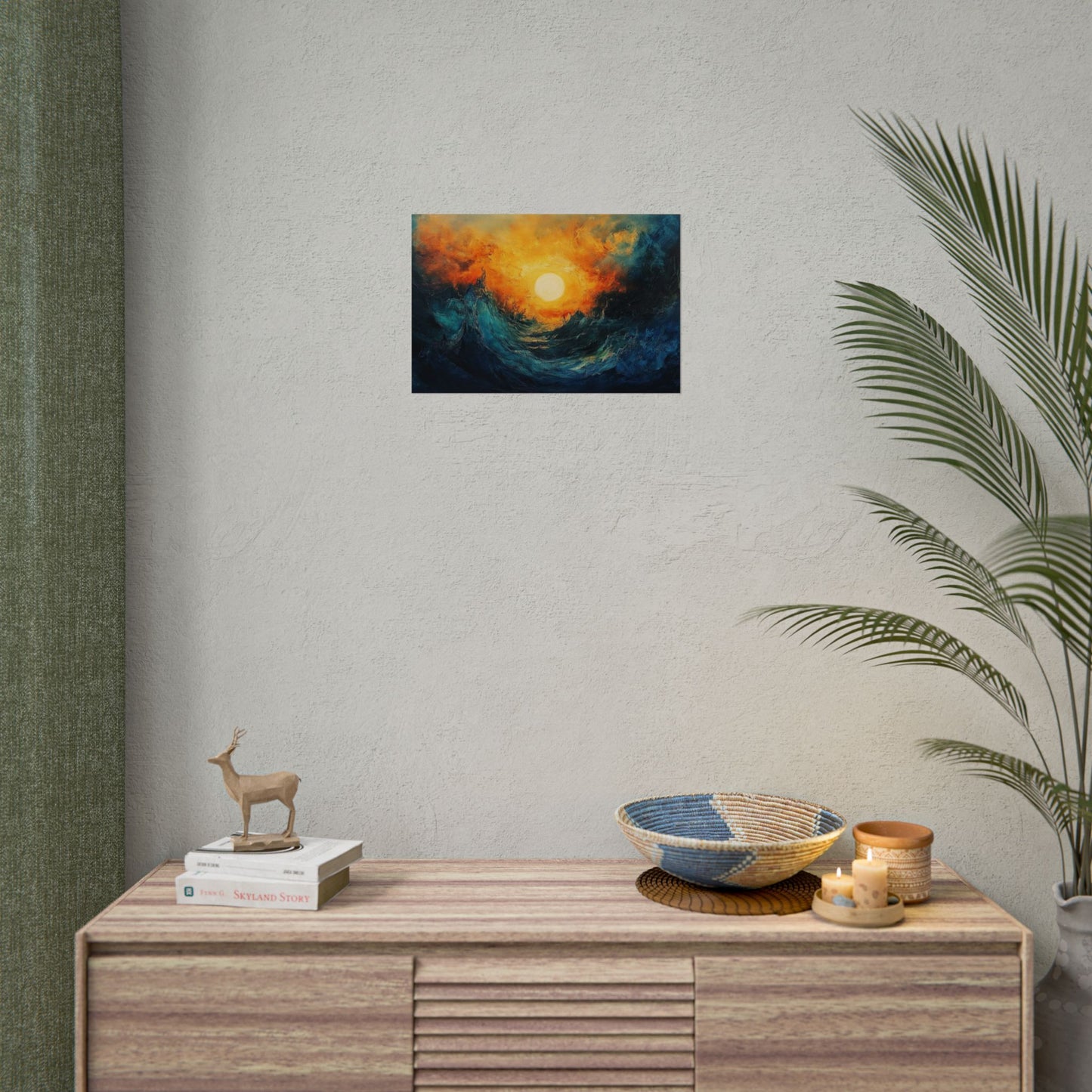 Sun Pierces The Waves Abstract Art - Premium Art Print