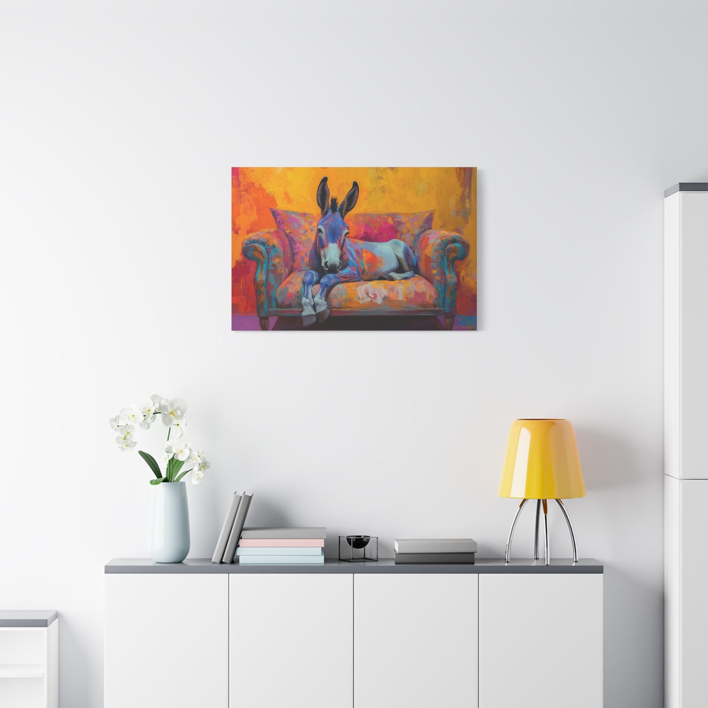 Regal Donkey Relaxing On A Couch - Canvas