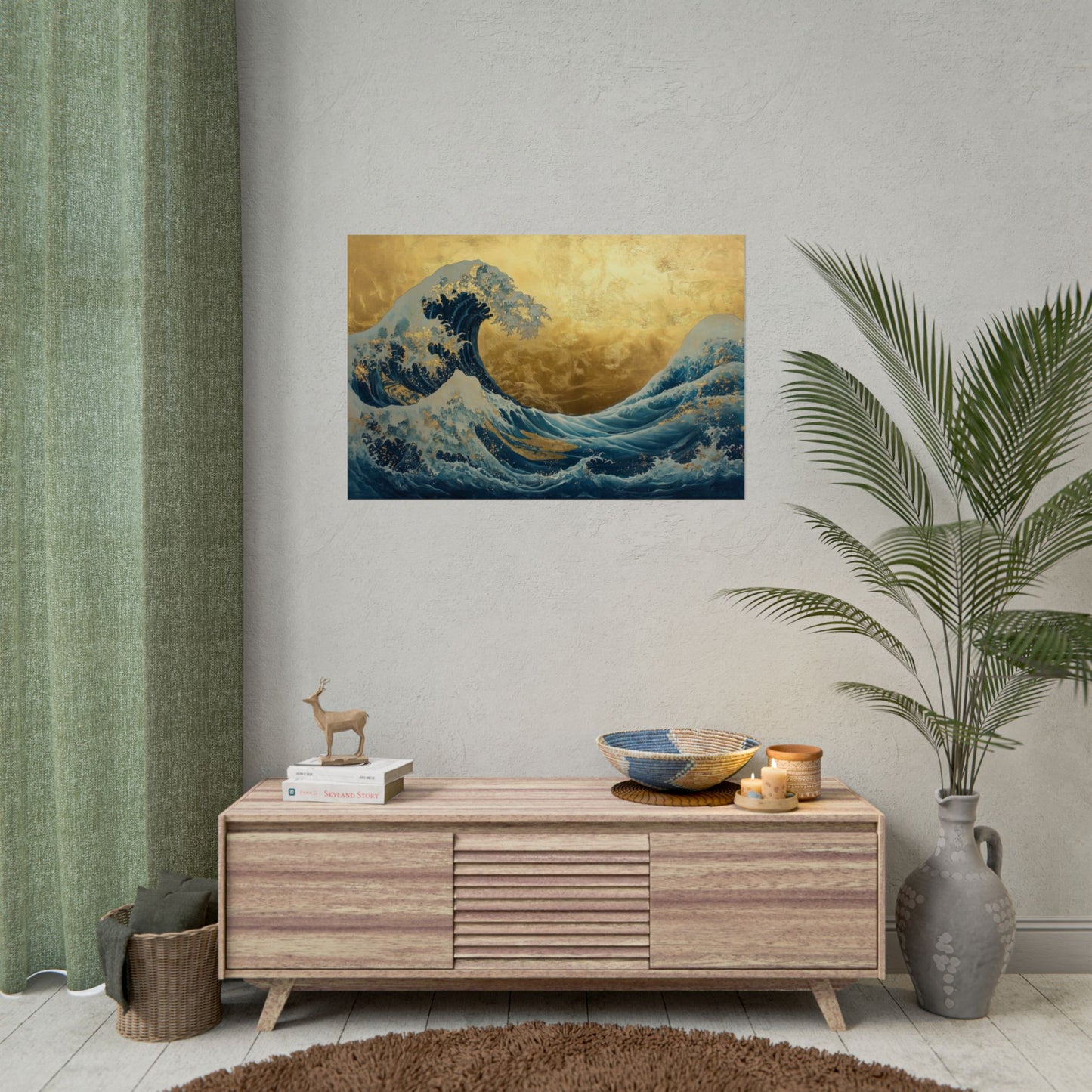 Gold Leaf Ocean Waves - Premium Art Print