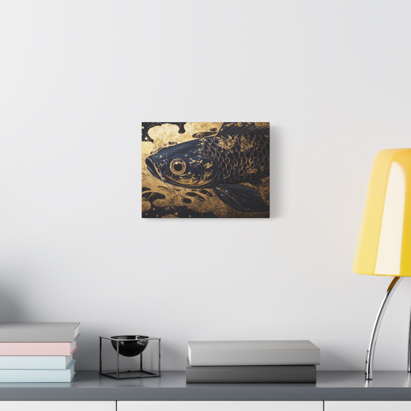 Gold Leaf Black Koi Fish - Canvas
