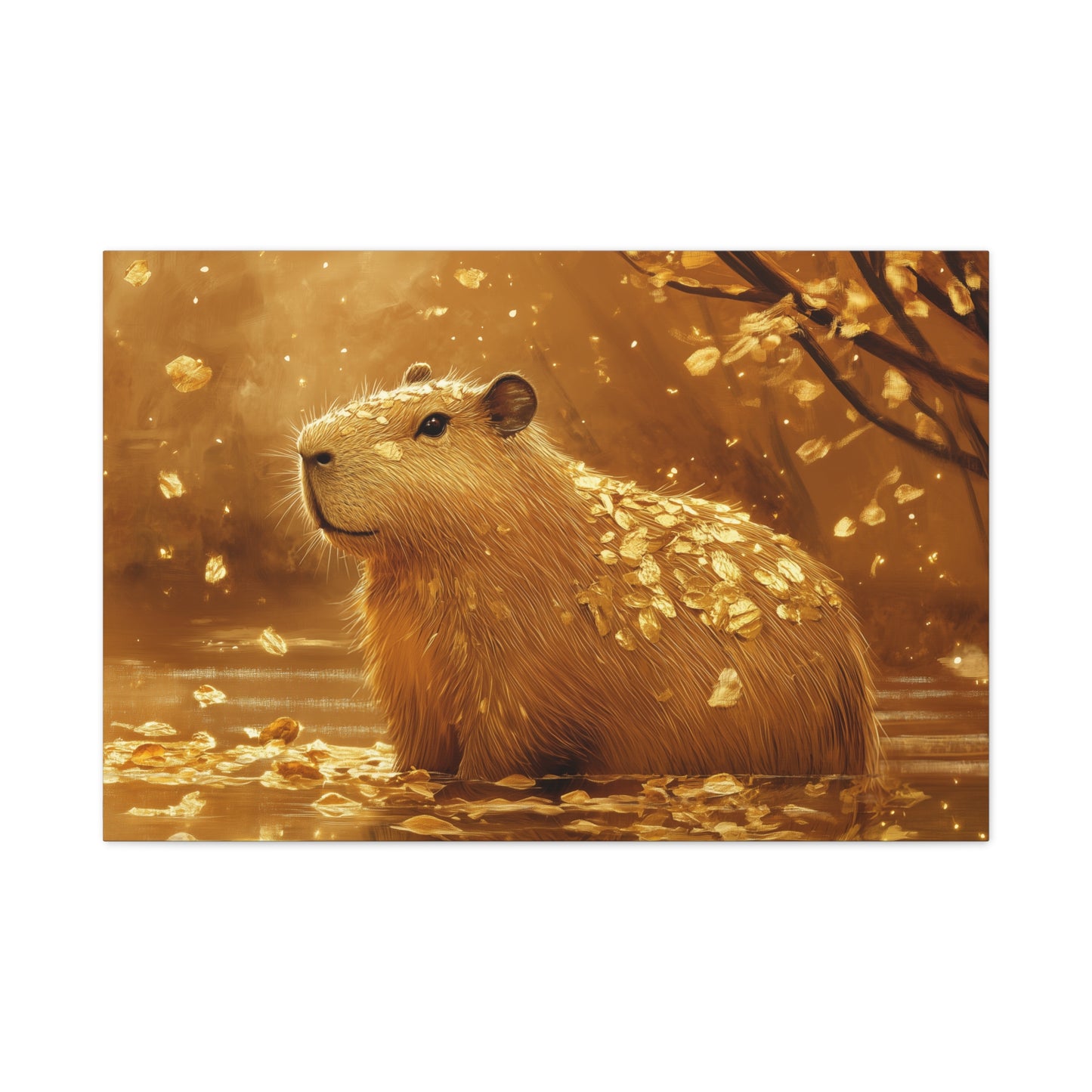 Gold Leaf Capybara Art - Canvas