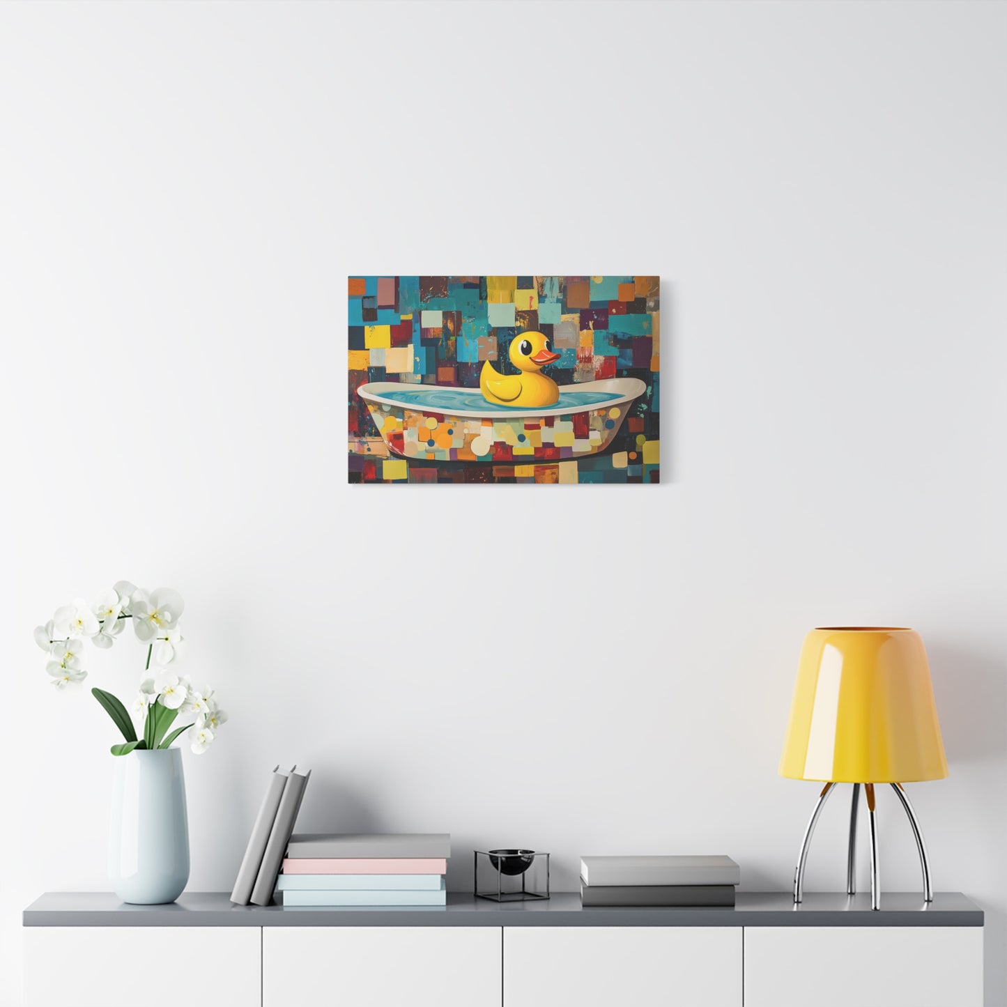 Yellow Rubber Ducky Bathtub Art - Canvas