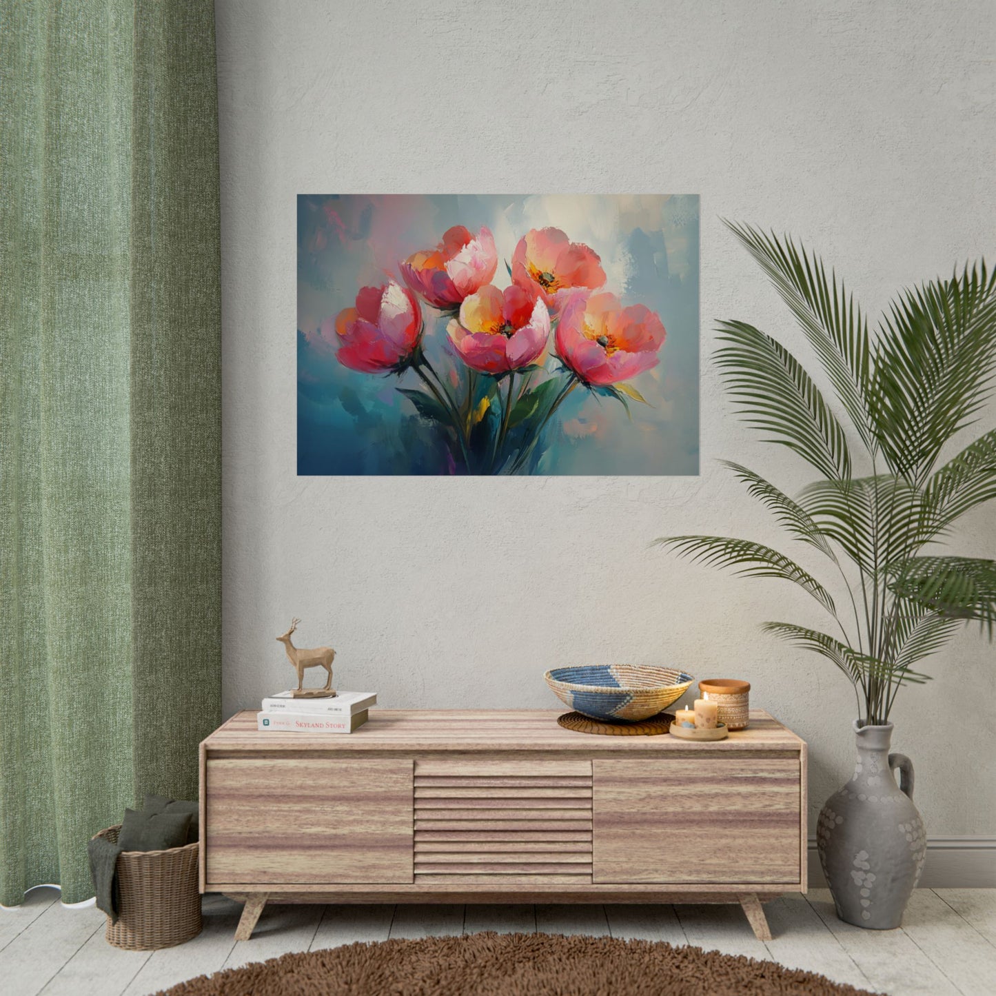 Pink Abstract Flowers - Premium Art Print