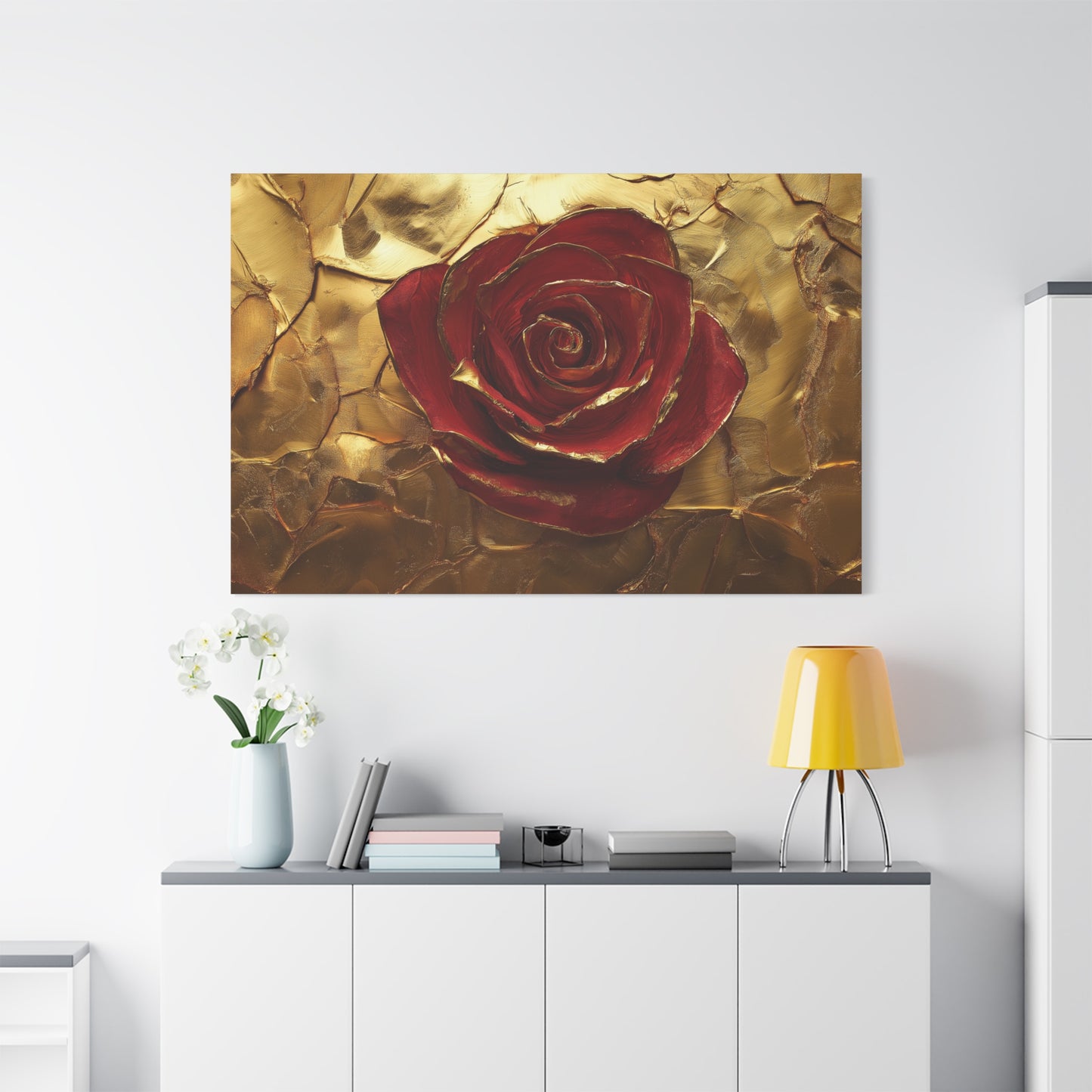 Gold Leaf Elegant Rose - Canvas