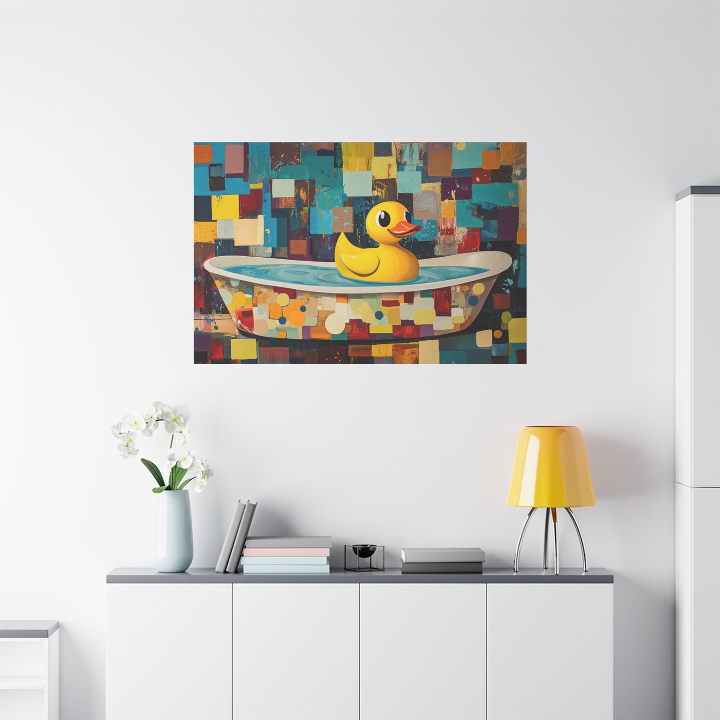 Yellow Rubber Ducky Bathtub Art - Canvas