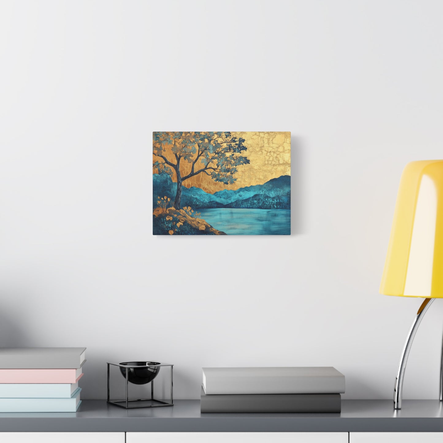 Gold Leaf Blue Gold Landscape - Canvas