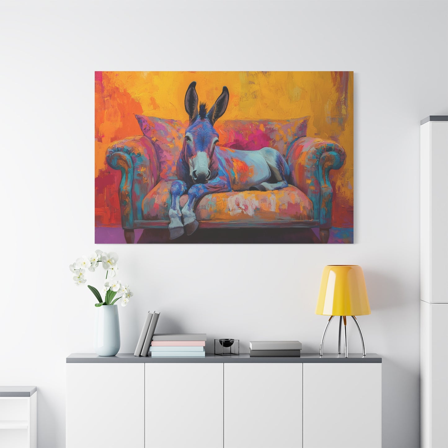 Regal Donkey Relaxing On A Couch - Canvas