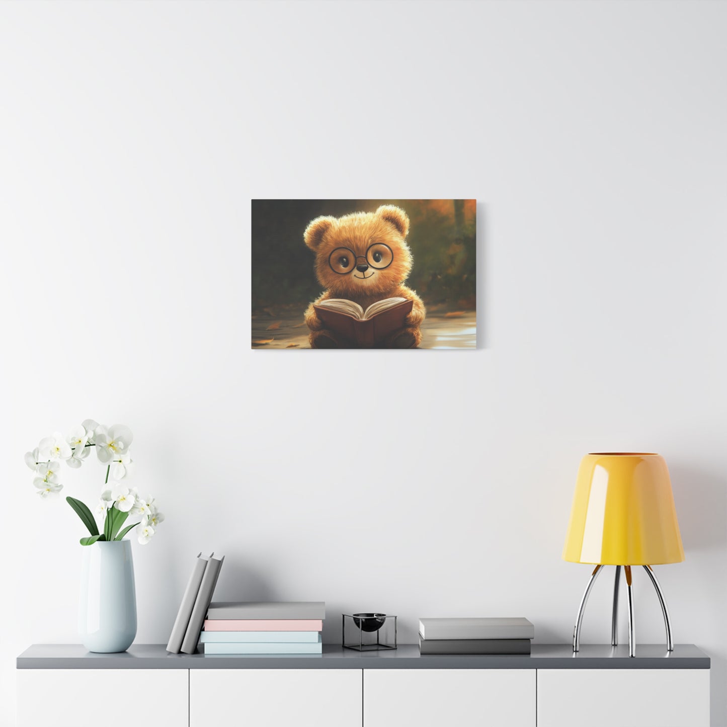 Adorable Teddy Bear Reading - Canvas