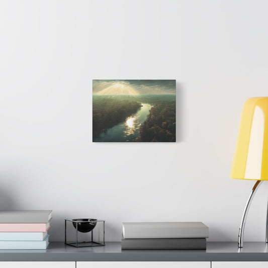 Beautiful Aerial River And Forest View - Canvas