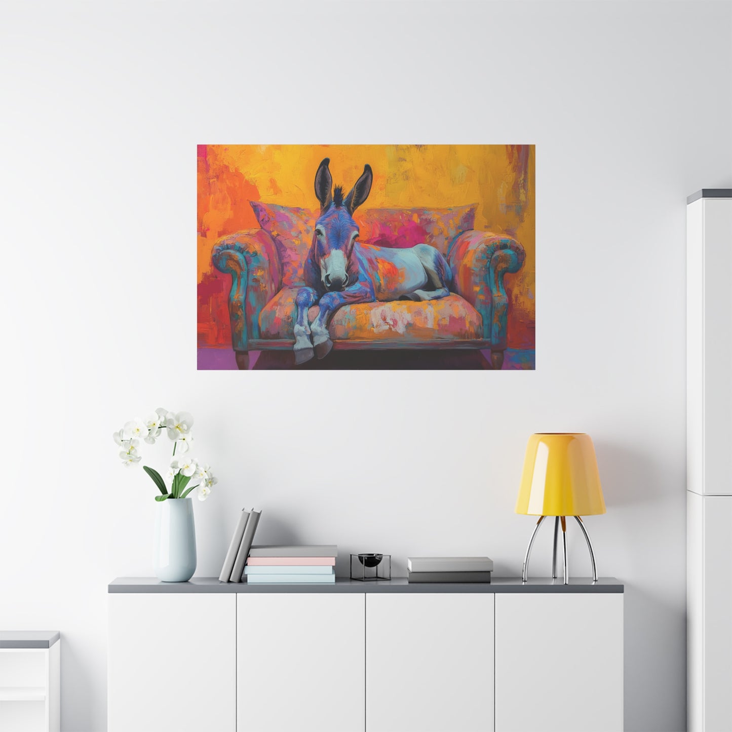 Regal Donkey Relaxing On A Couch - Canvas