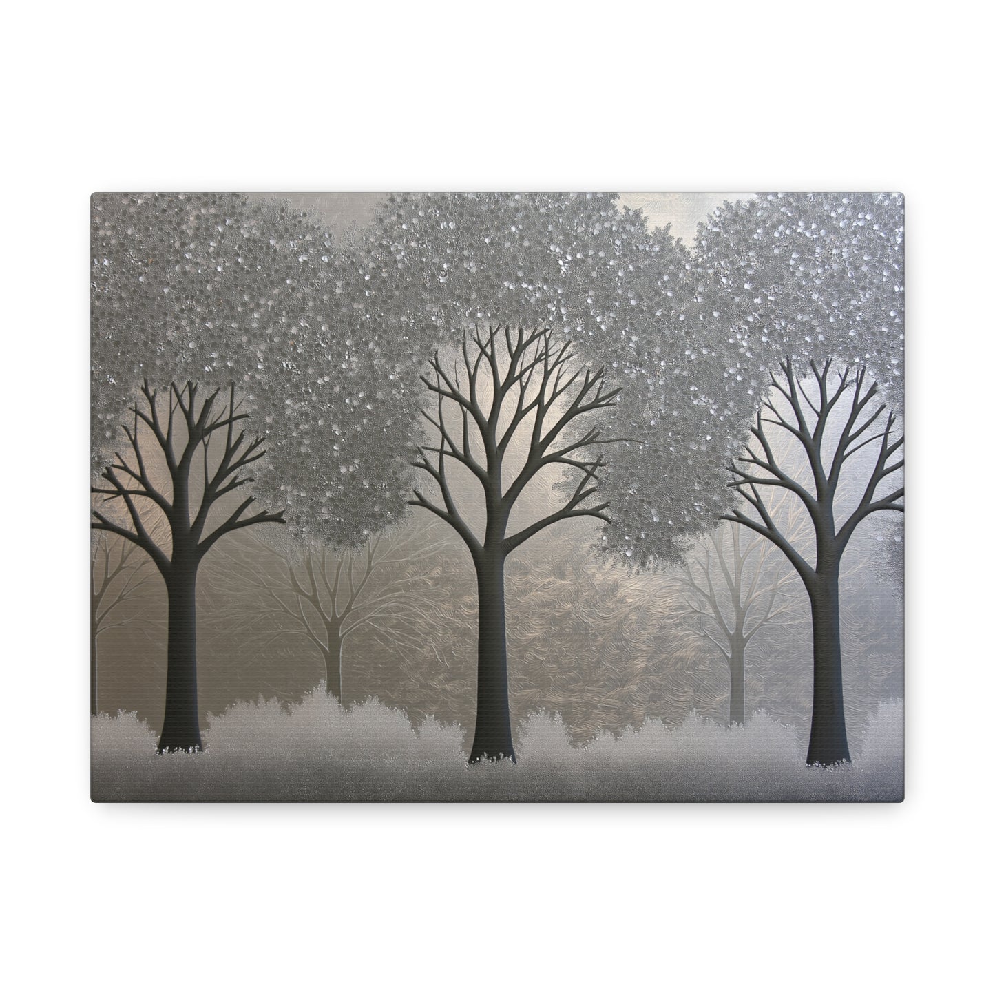 Silver Three Trees Art - Canvas