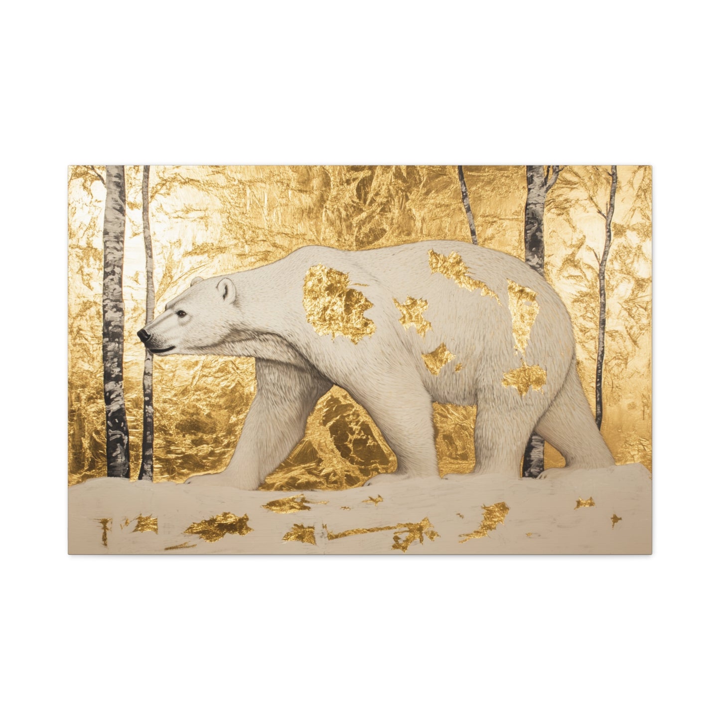 Gold Leaf Polar Bear - Canvas