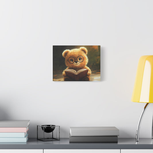 Adorable Teddy Bear Reading - Canvas