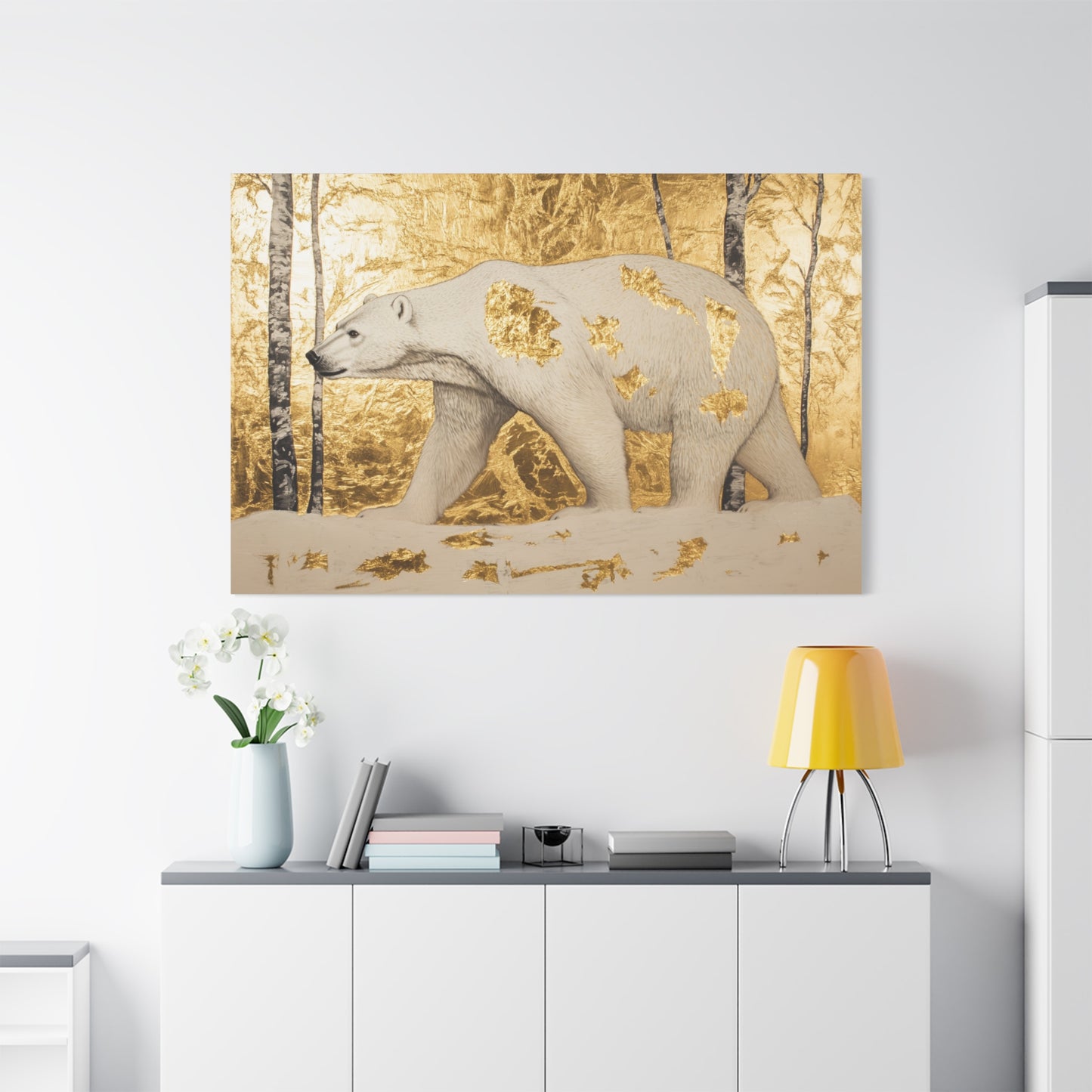 Gold Leaf Polar Bear - Canvas