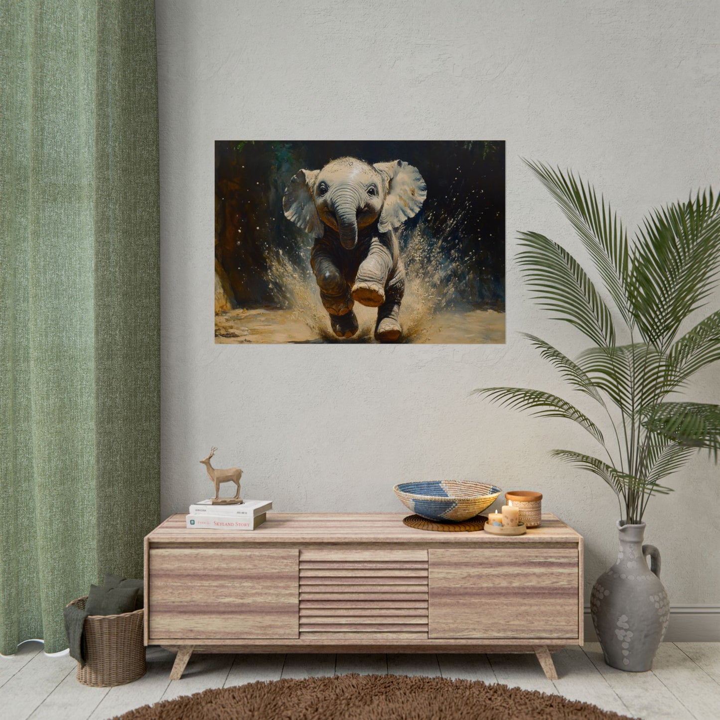Playful Baby Elephant - Premium Art Print