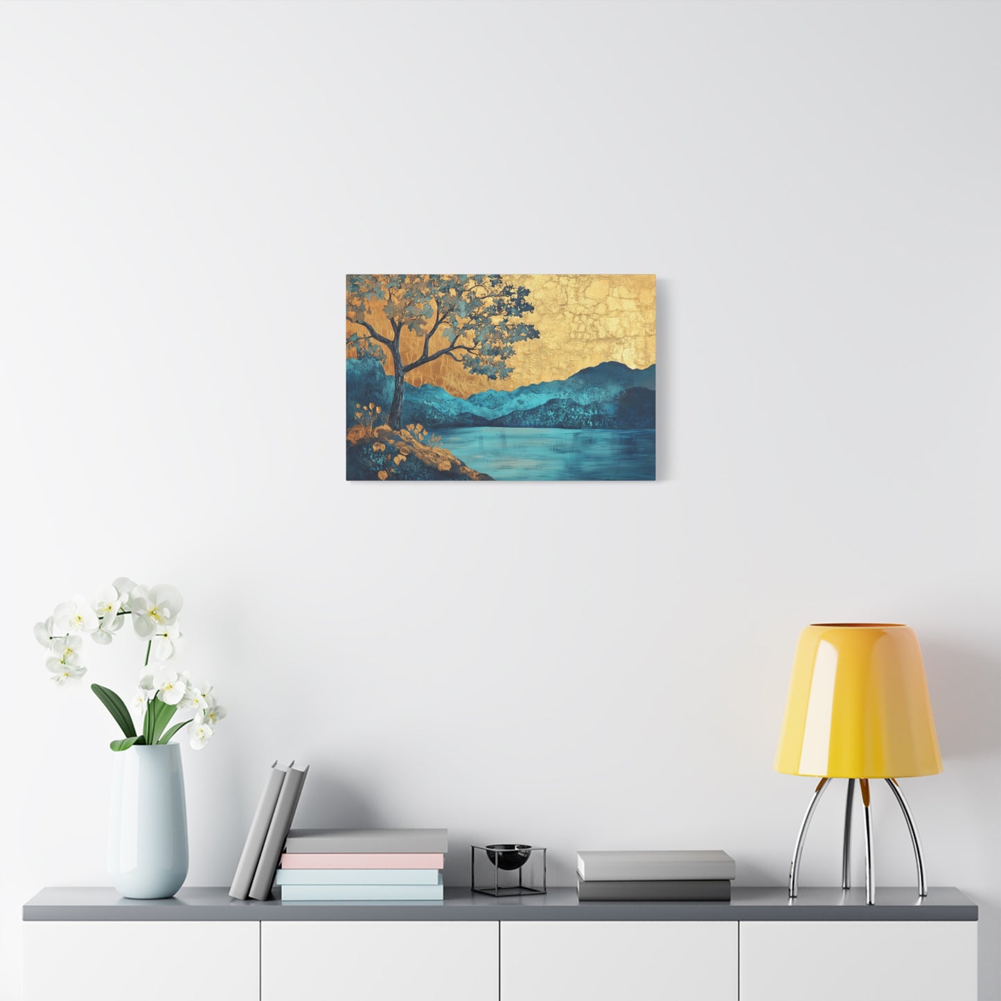 Gold Leaf Blue Gold Landscape - Canvas