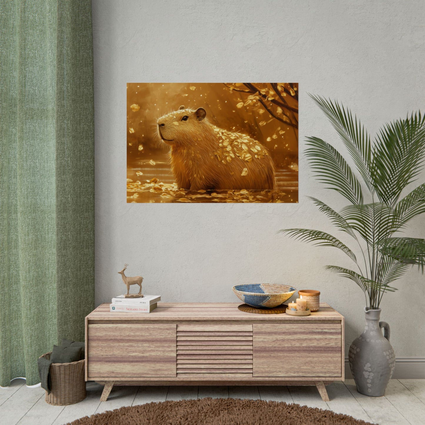 Gold Leaf Capybara Art - Premium Art Print