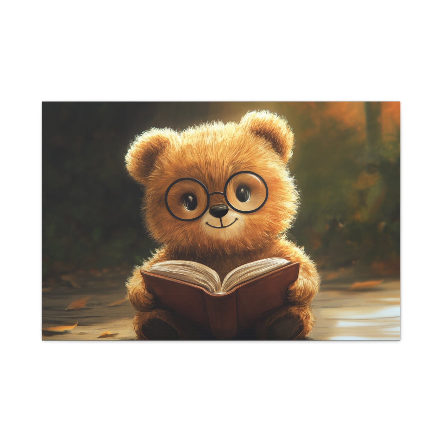 Adorable Teddy Bear Reading - Canvas