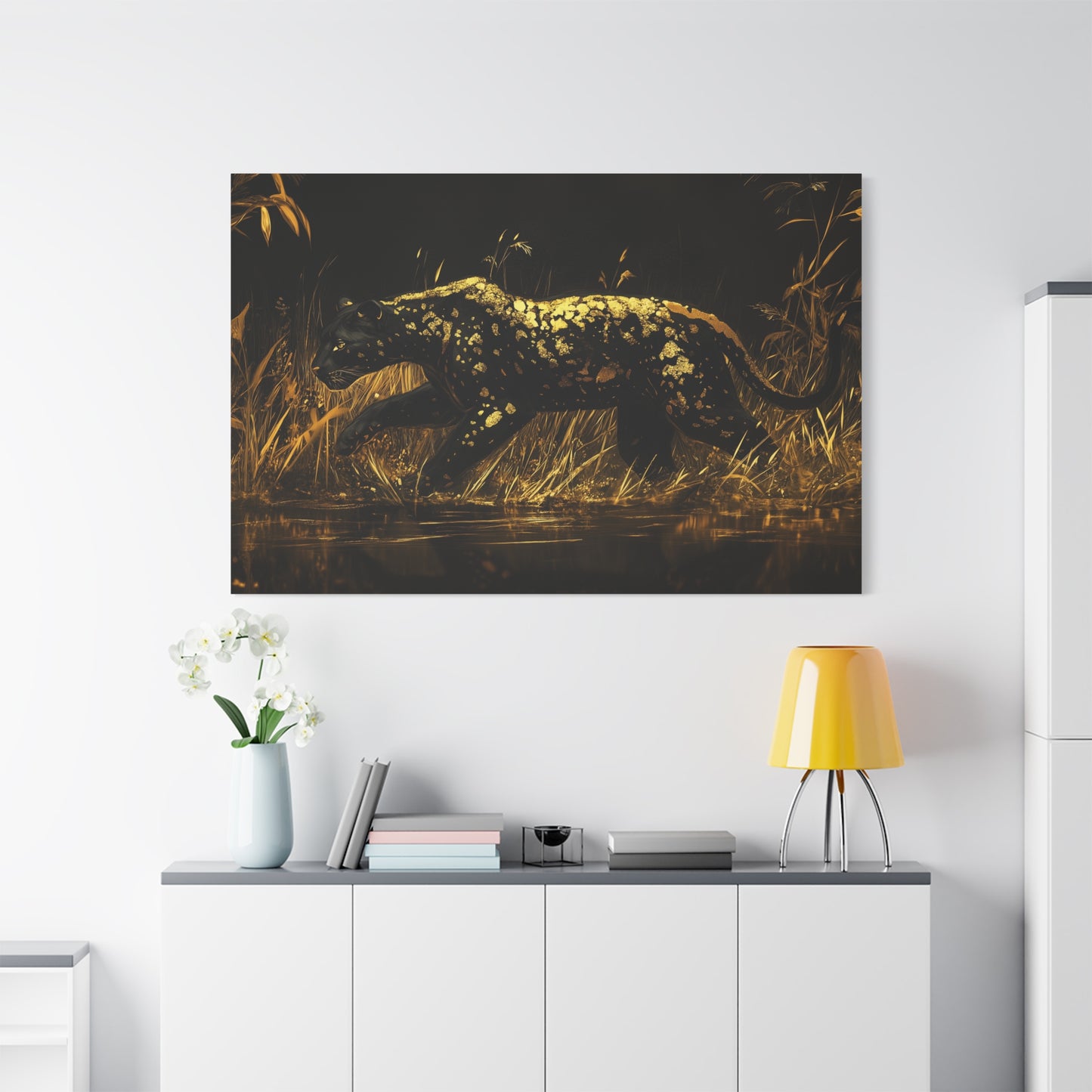 Gold Leaf Black Panther Animal Art - Canvas