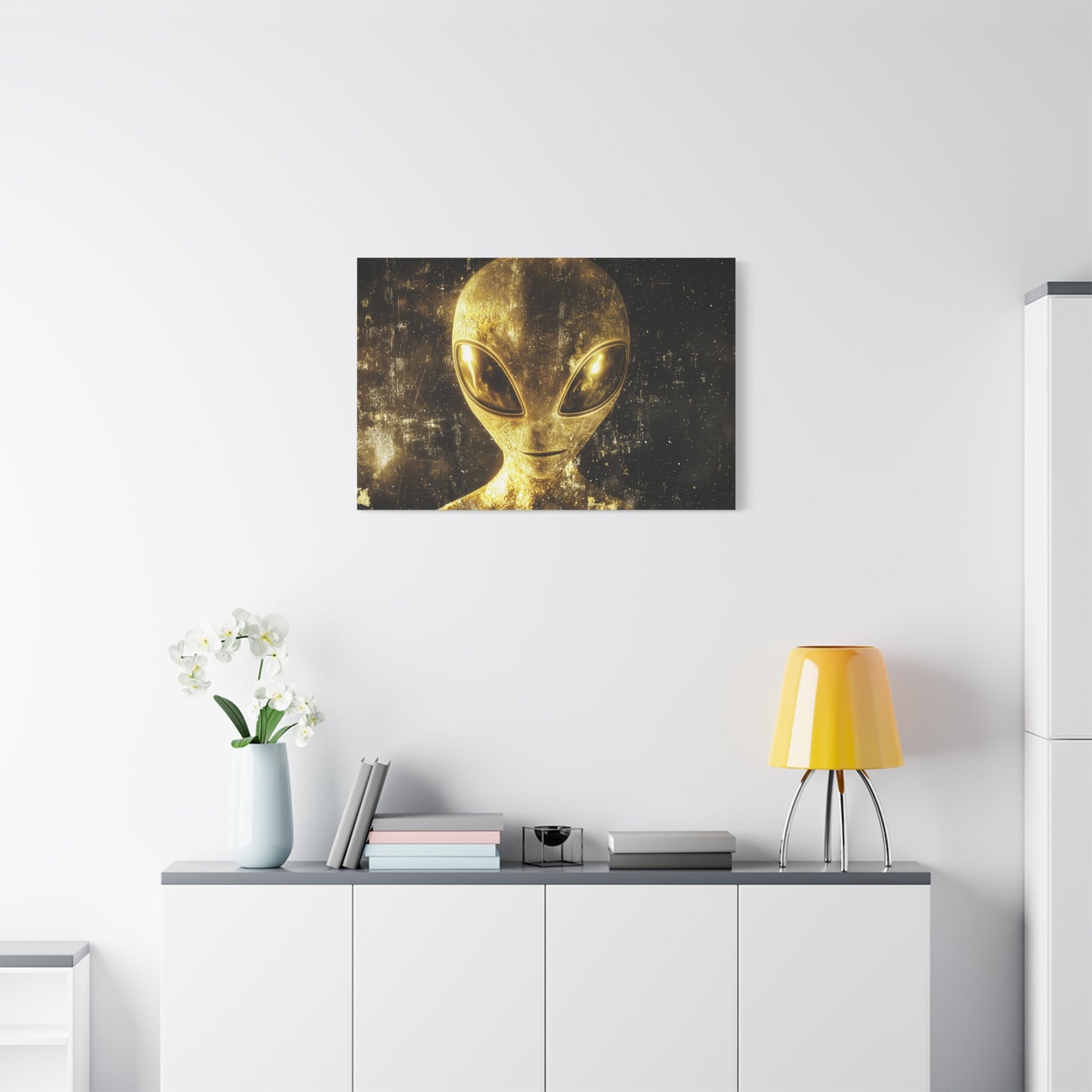 Gold Leaf Extraterrestrial Alien Art - Canvas