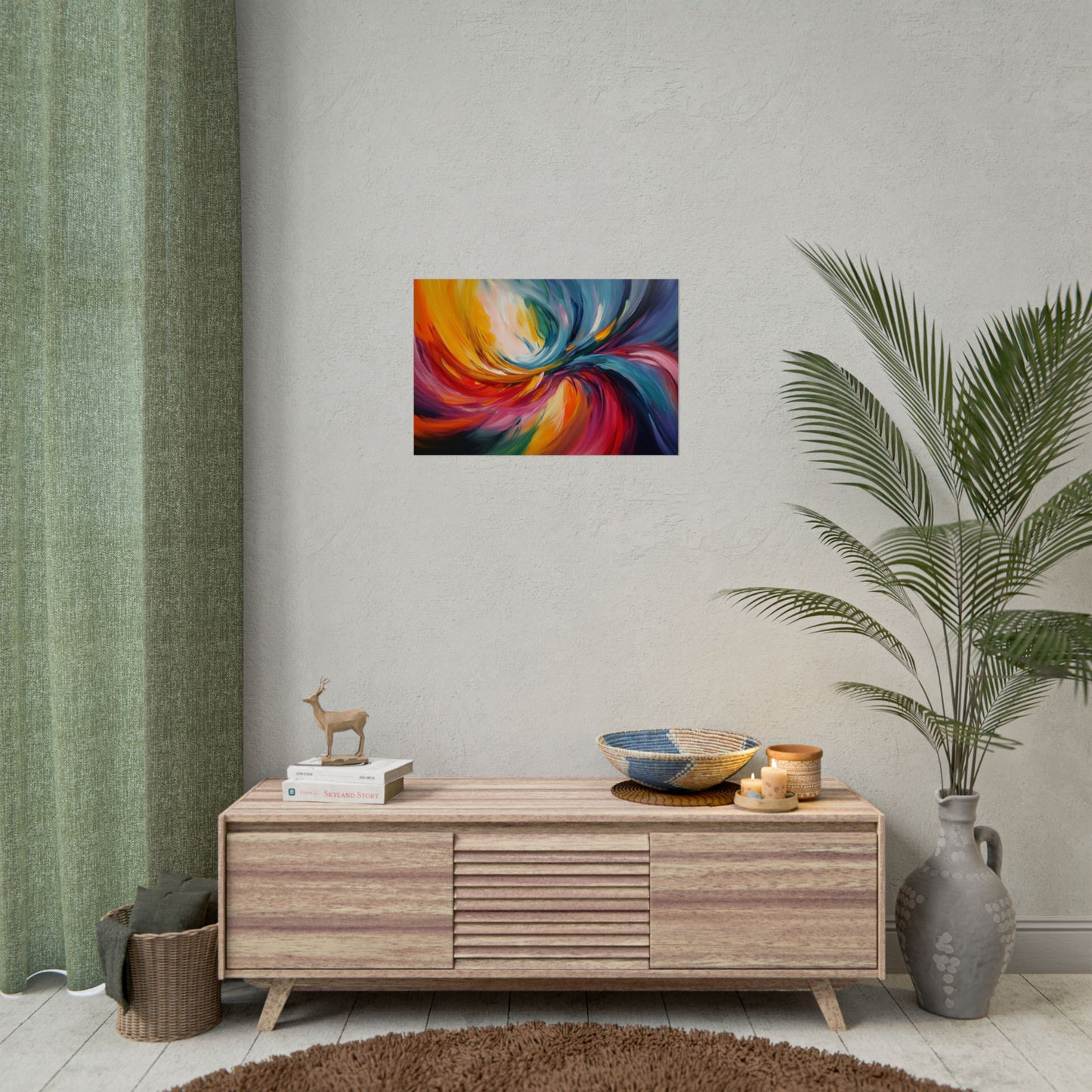 Abstract Colorful Paint Swirls - Premium Art Print