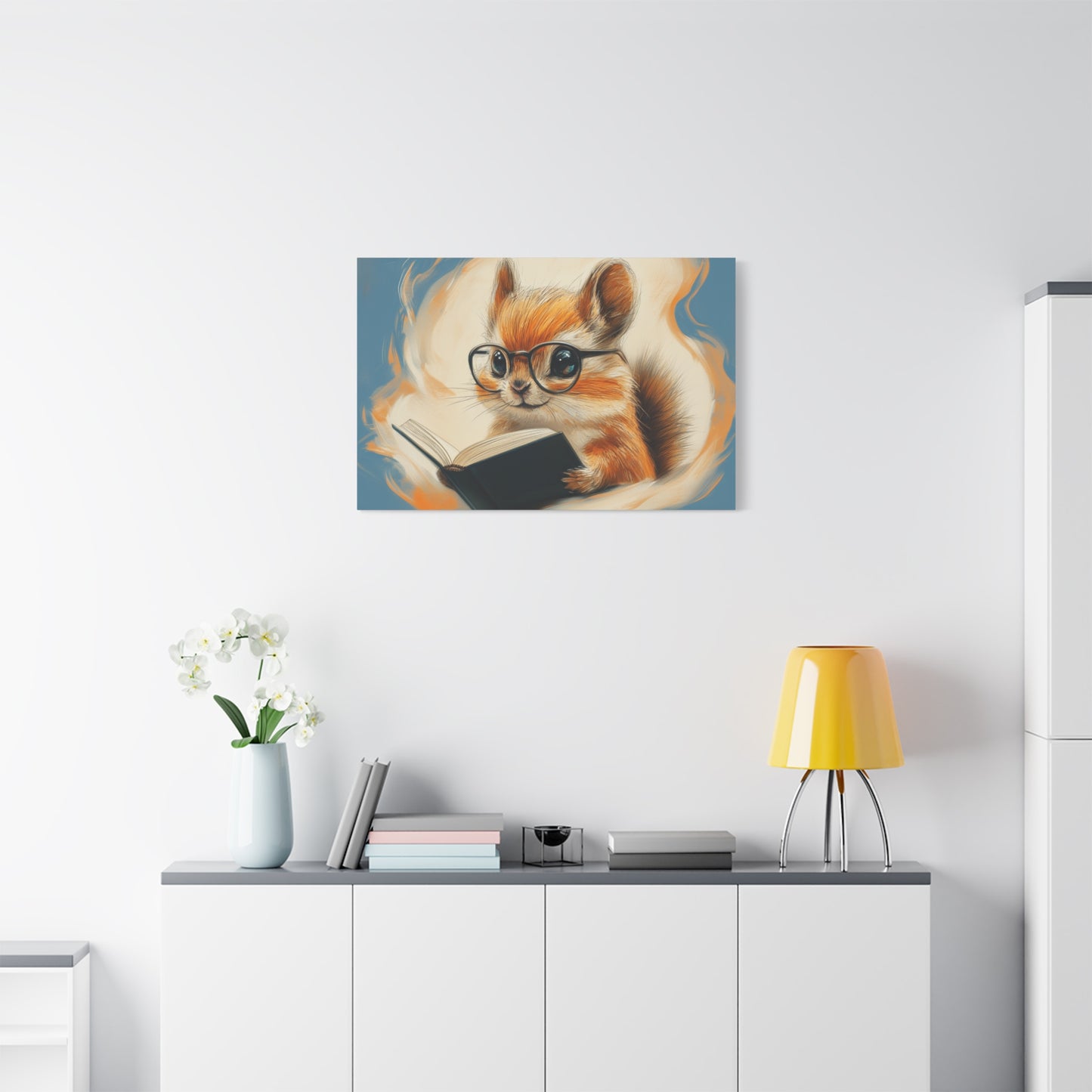 Whimsical Chipmunk Reading A Book - Canvas