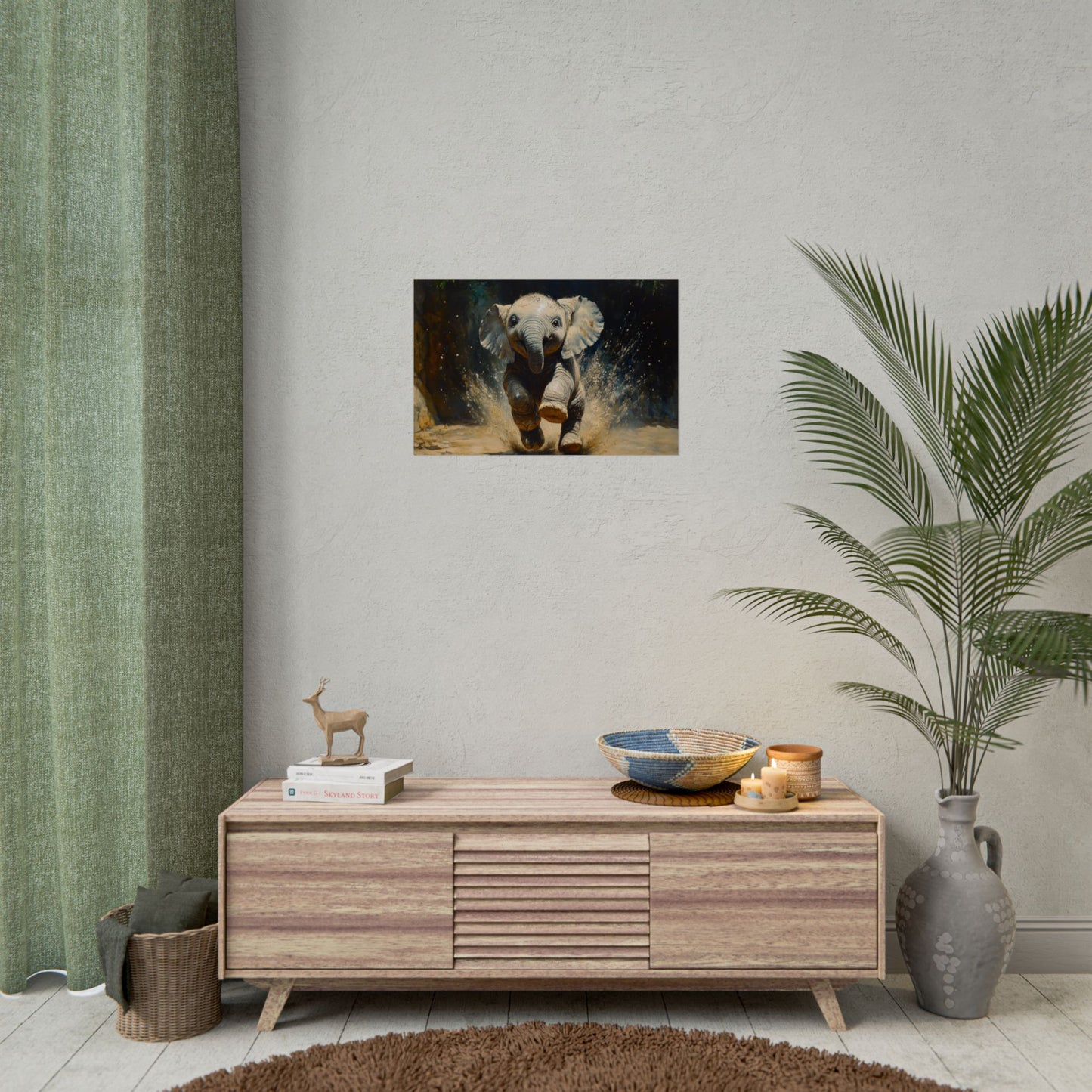 Playful Baby Elephant - Premium Art Print