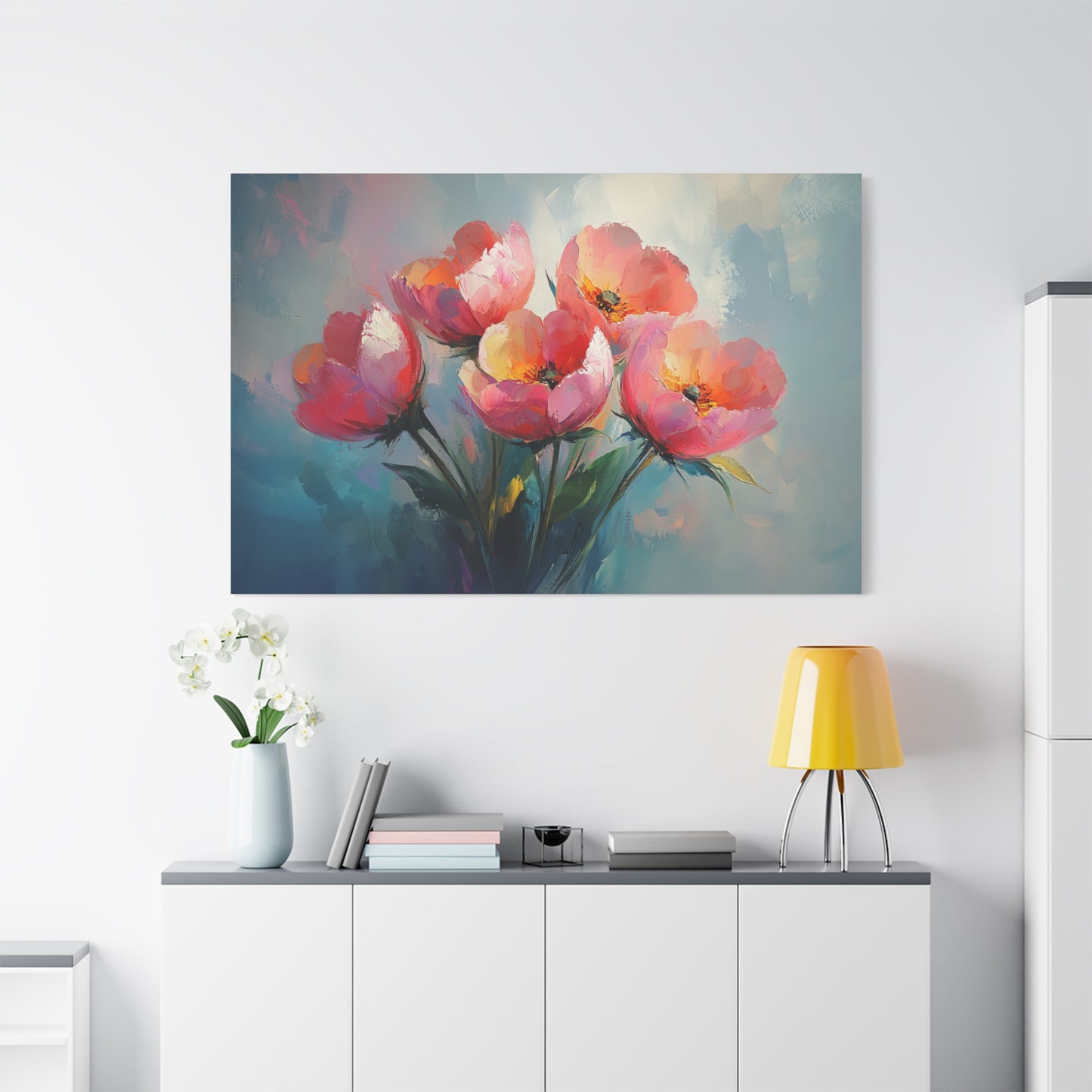 Pink Abstract Flowers - Canvas