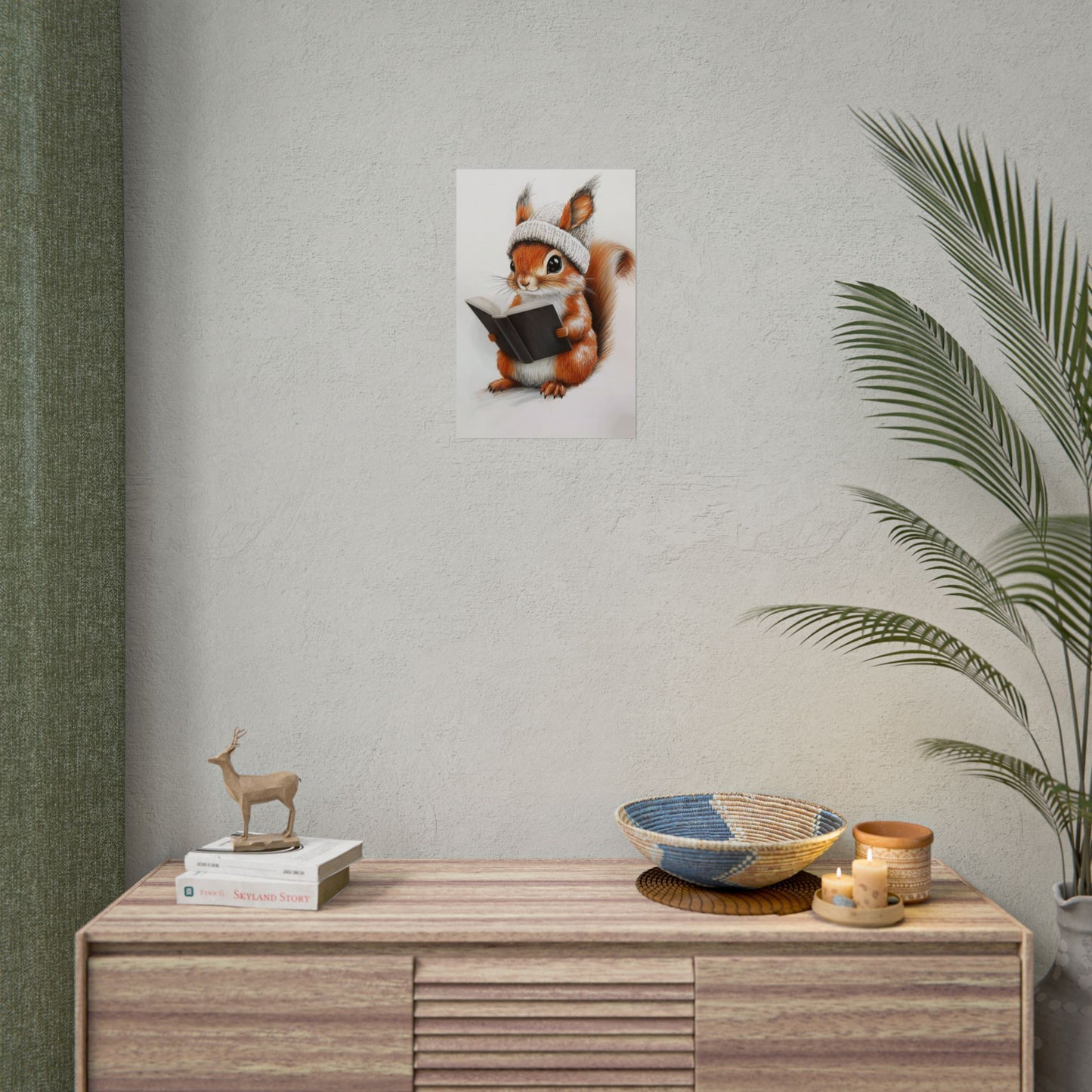 Intelligent Squirrel Reading A Book - Premium Art Print