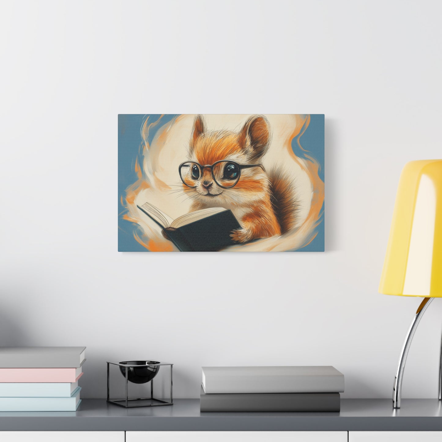 Whimsical Chipmunk Reading A Book - Canvas