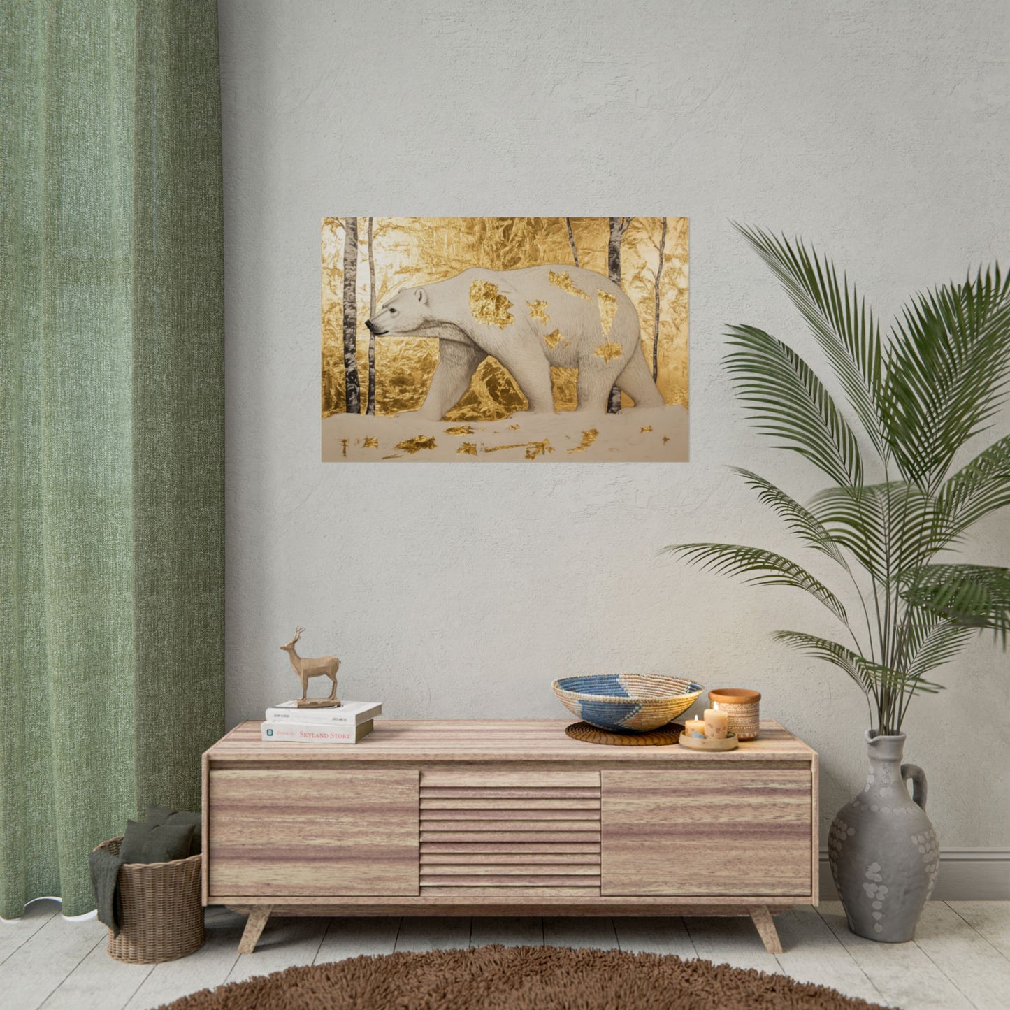 Gold Leaf Polar Bear - Premium Art Print