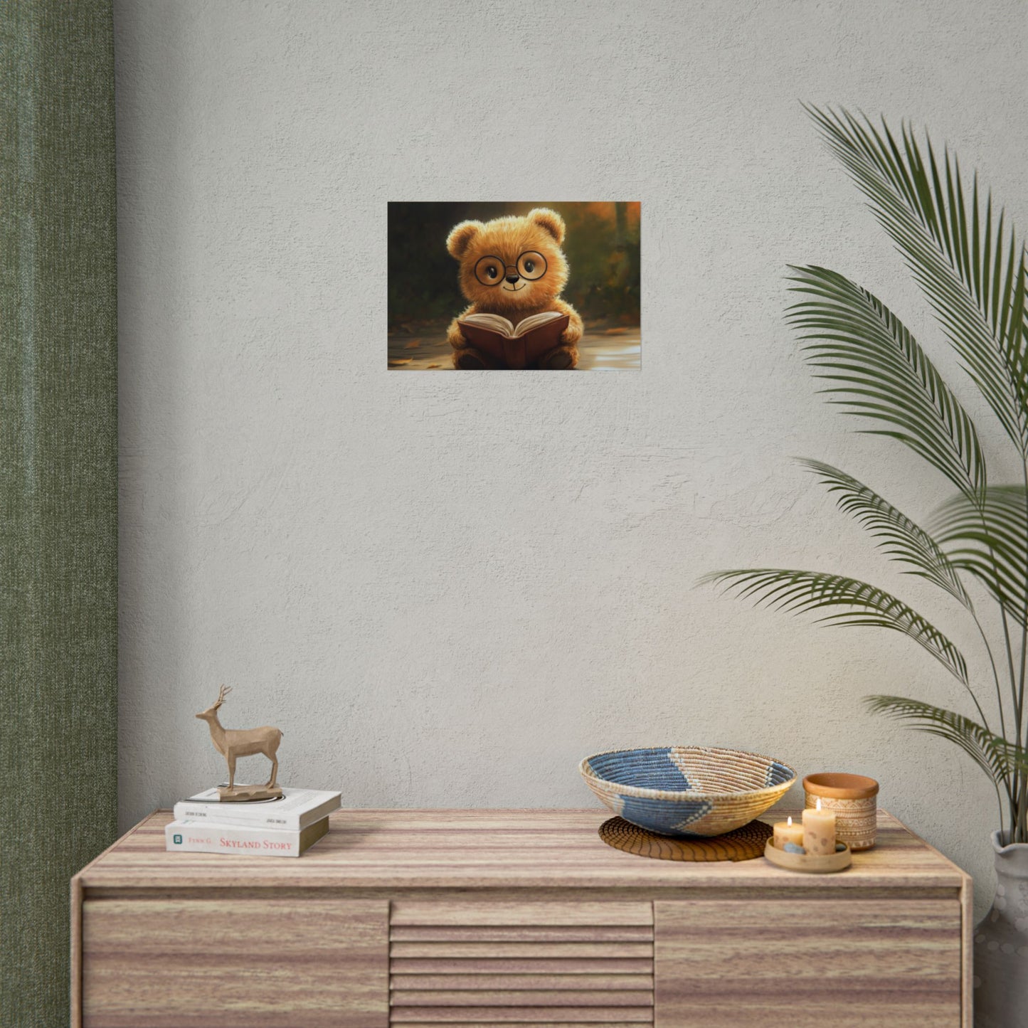 Adorable Teddy Bear Reading - Premium Art Print