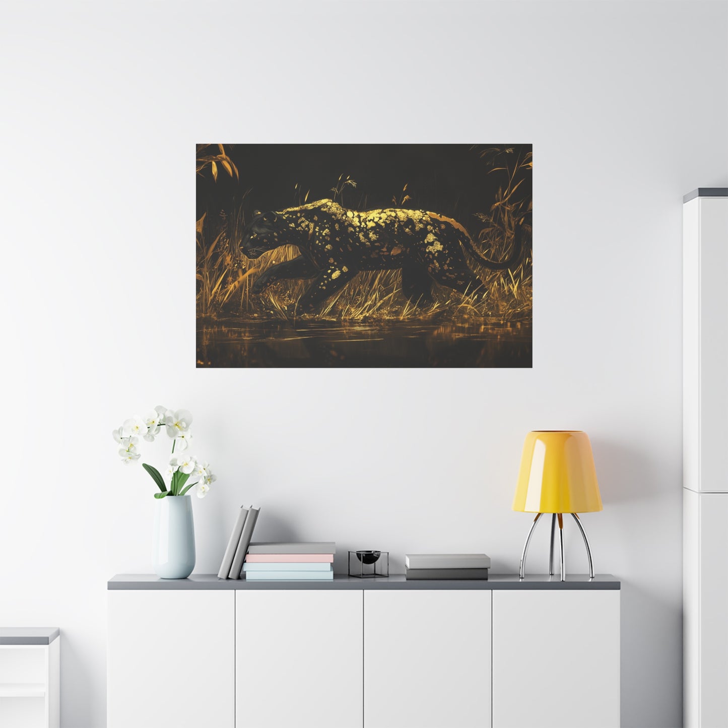 Gold Leaf Black Panther Animal Art - Canvas