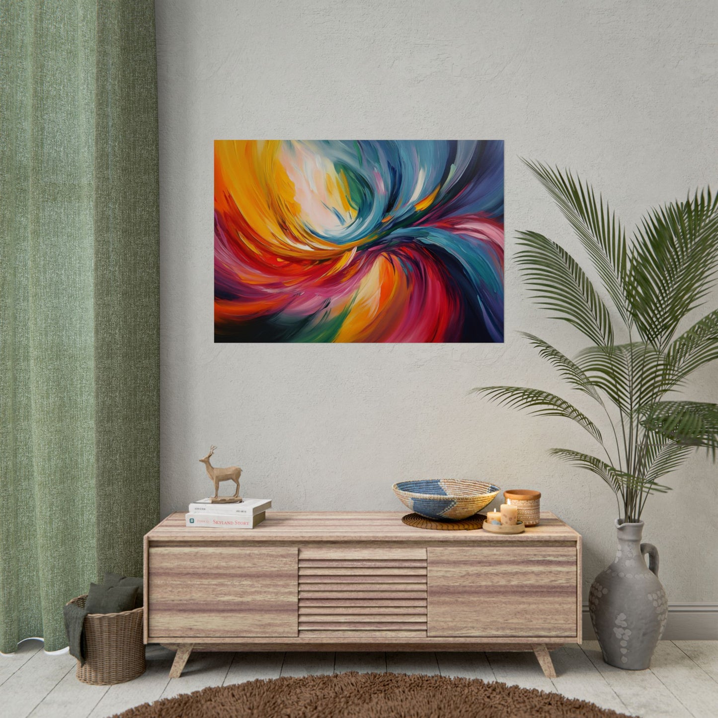 Abstract Colorful Paint Swirls - Premium Art Print