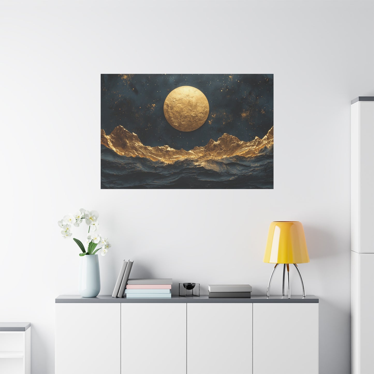 Gold Leaf Gold Moon Landscape - Canvas