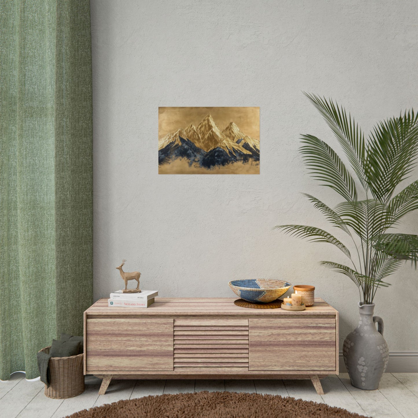 Gold Leaf Mountain Range Art - Premium Art Print